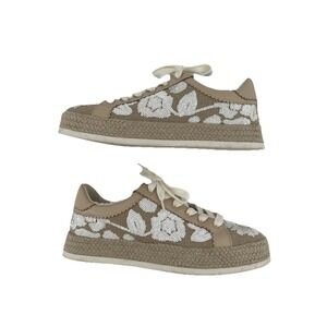 Dolce Vita Beige and White Floral Lace Sneakers